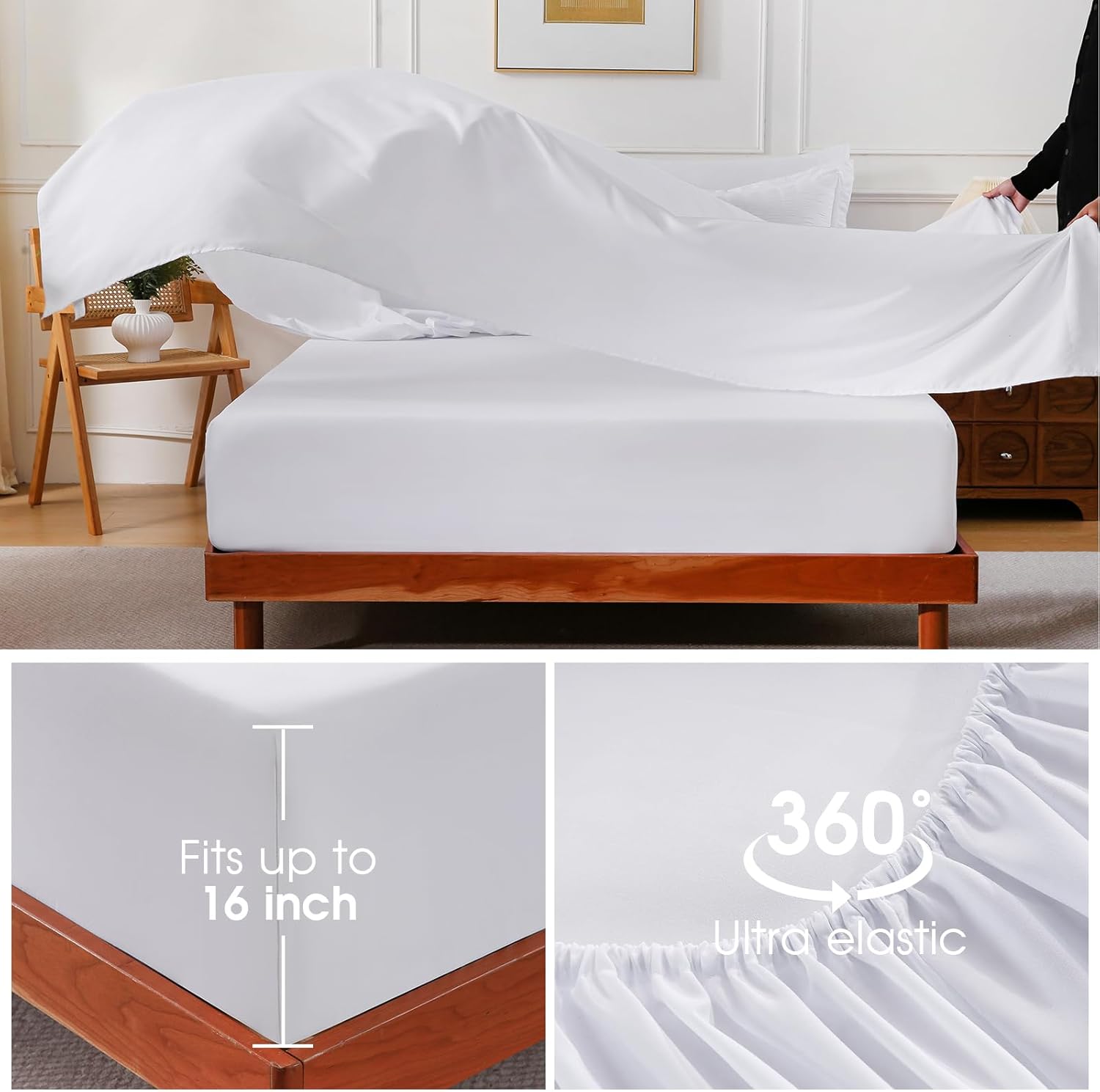 FreshCulture Comforter Set Seersucker 5 Pieces, All Season Bedding Set Twin XL, Bed in a Bag Comforter Set with Comforter, Flat Sheet, Fitted Sheet, Pillowcase and Pillow Sham, White