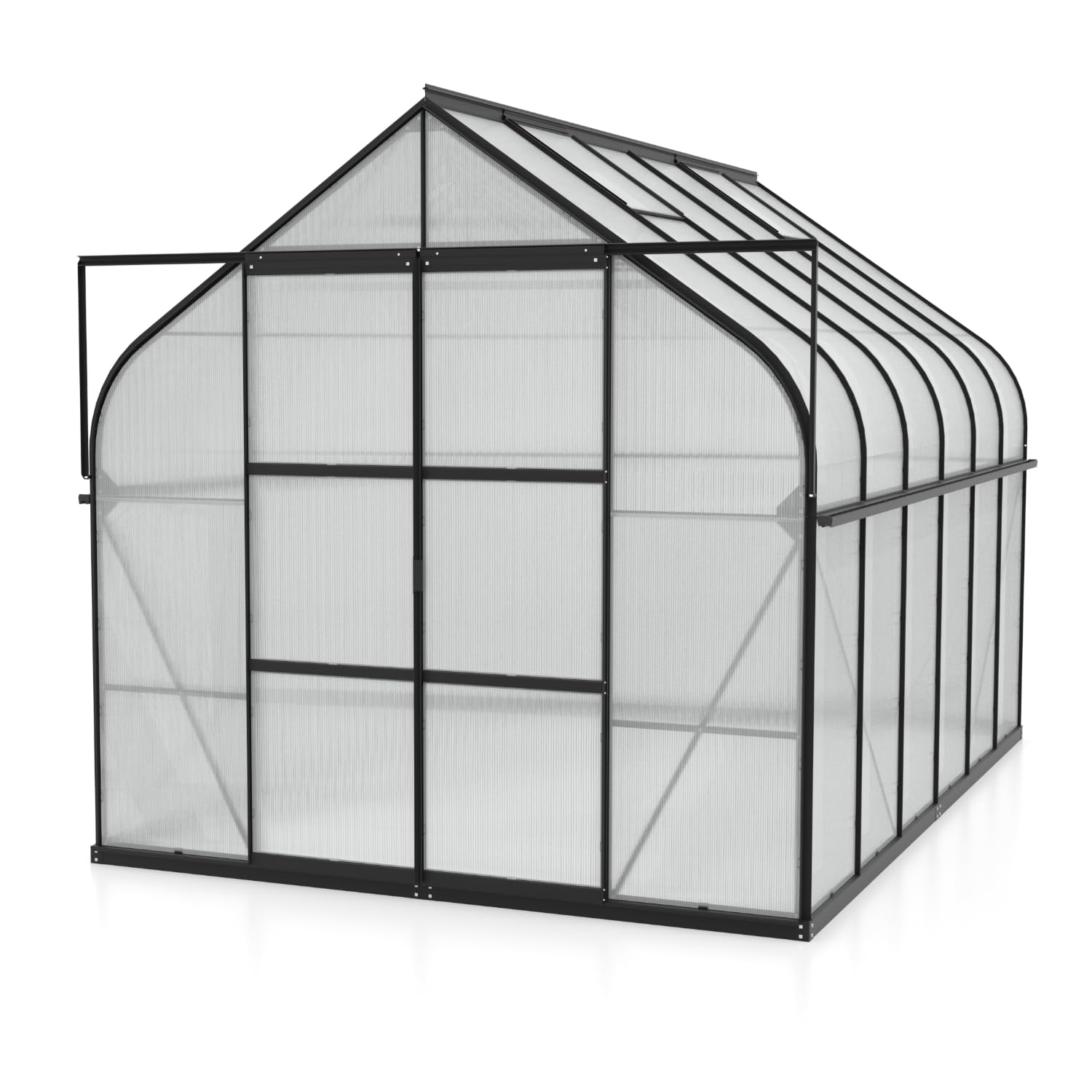 Vitavia Gewächshaus Dione 9900" inkl. Stahlfundamentrahmen, schwarz, 9,9 m², 4 mm HKP | Wetterfestes & stabiles Treibhaus | Perfekt für Gemüse & Pflanzen | Robust & langlebig