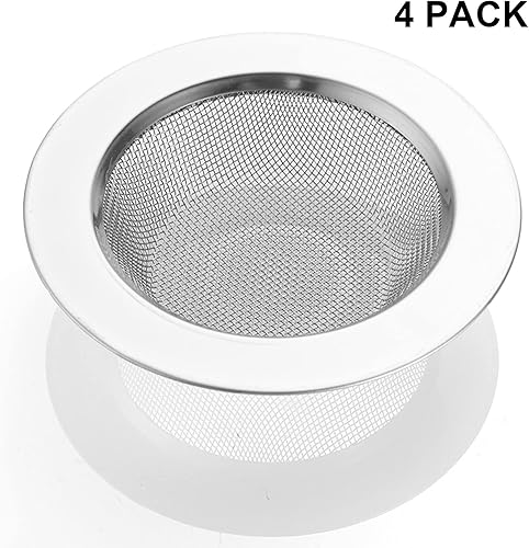 Vista 7 de LASSHSWA 4 coladores de acero inoxidable para fregadero de cocina, coladores de drenaje para fregadero de cocina, coladores de fregadero con borde