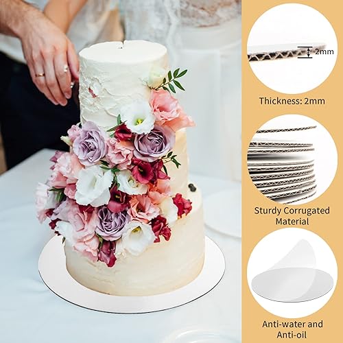 Miniatura 10 de 12 tableros para tartas, tableros blancos redondos de 8 pulgadas, base de cartón de grado alimenticio, resistentes al agua y al aceite para tartas,