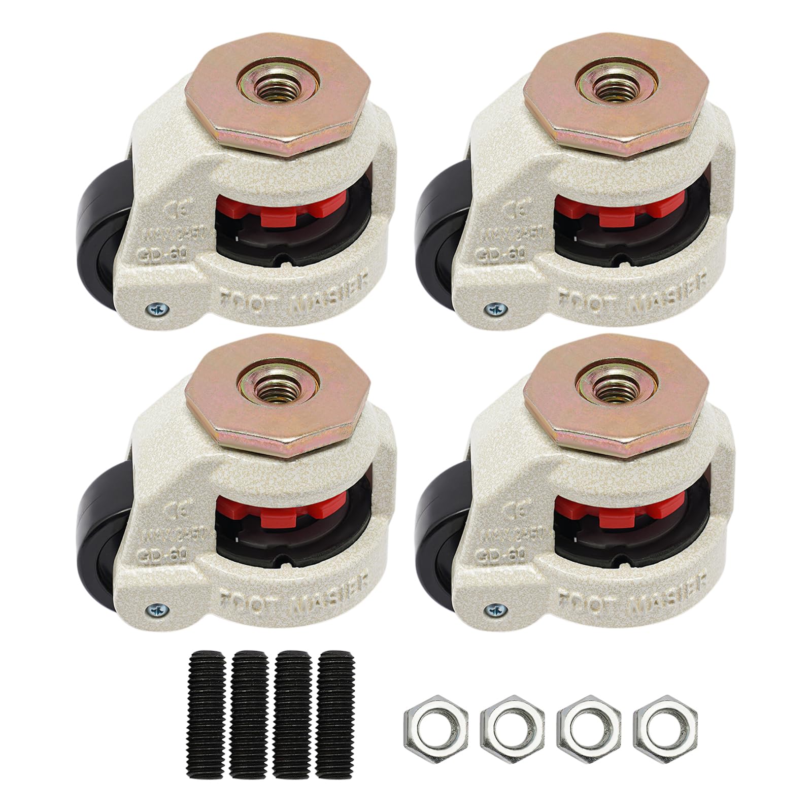 Ruote girevoli da 101 mm, set di 4 ruote pesanti, ruote per mobili, capacità di carico di 550 kg, ruote di trasporto a 360 gradi, ruote in poliuretano per mobili, carrelli, tavoli con