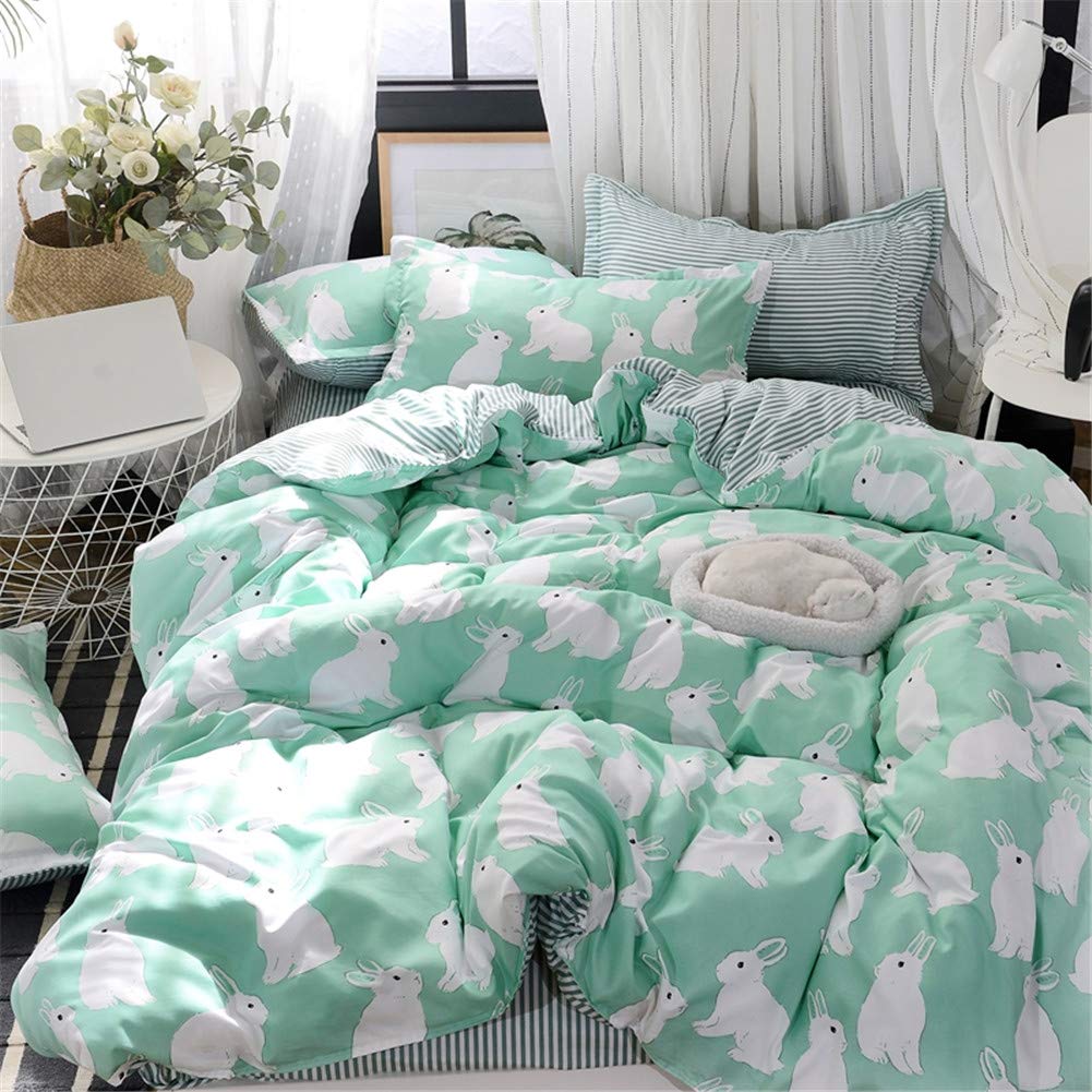 Parure de lit adulte et enfant fille motif Lapin Blanc en microfibre douce 220x240cm