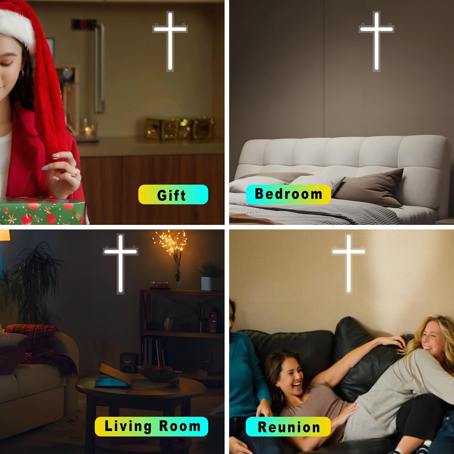 Jesus Cross Personalized Neon Sign for Wall Decoration Dimmable LED Neon Sign Bedroom Wall LED Sign Church Prayer Room or Christian Store Faith Christ Memorial Place 9.5x5.5 Inch - Image 4