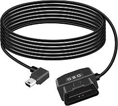 GELRHONR OBD Power Cable for Dash Cam with 24 Hour Surveillance Switching Button/AC Mode 12-24V to 5V 3A for Dashcam, GPS or Radar-3.5m/11.5ft (Mini USB)