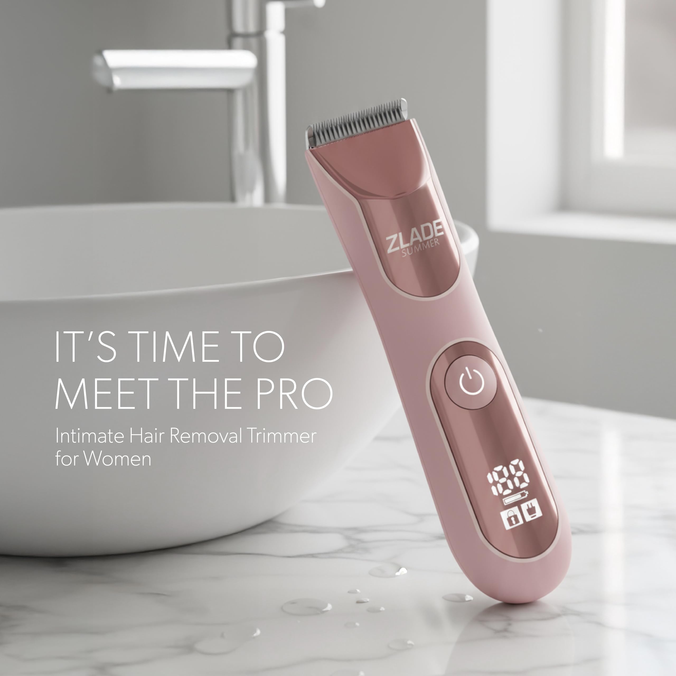 Zlade Summer PRO Bikini Trimmer For Women | Private parts, Underarms, Arms, Legs & Body | Soft Ceramic Blades | No Nicks or Cuts, No Skin Irritation | USB C Fast Charging, 90mins Runtime | Fully Waterproof and Silent