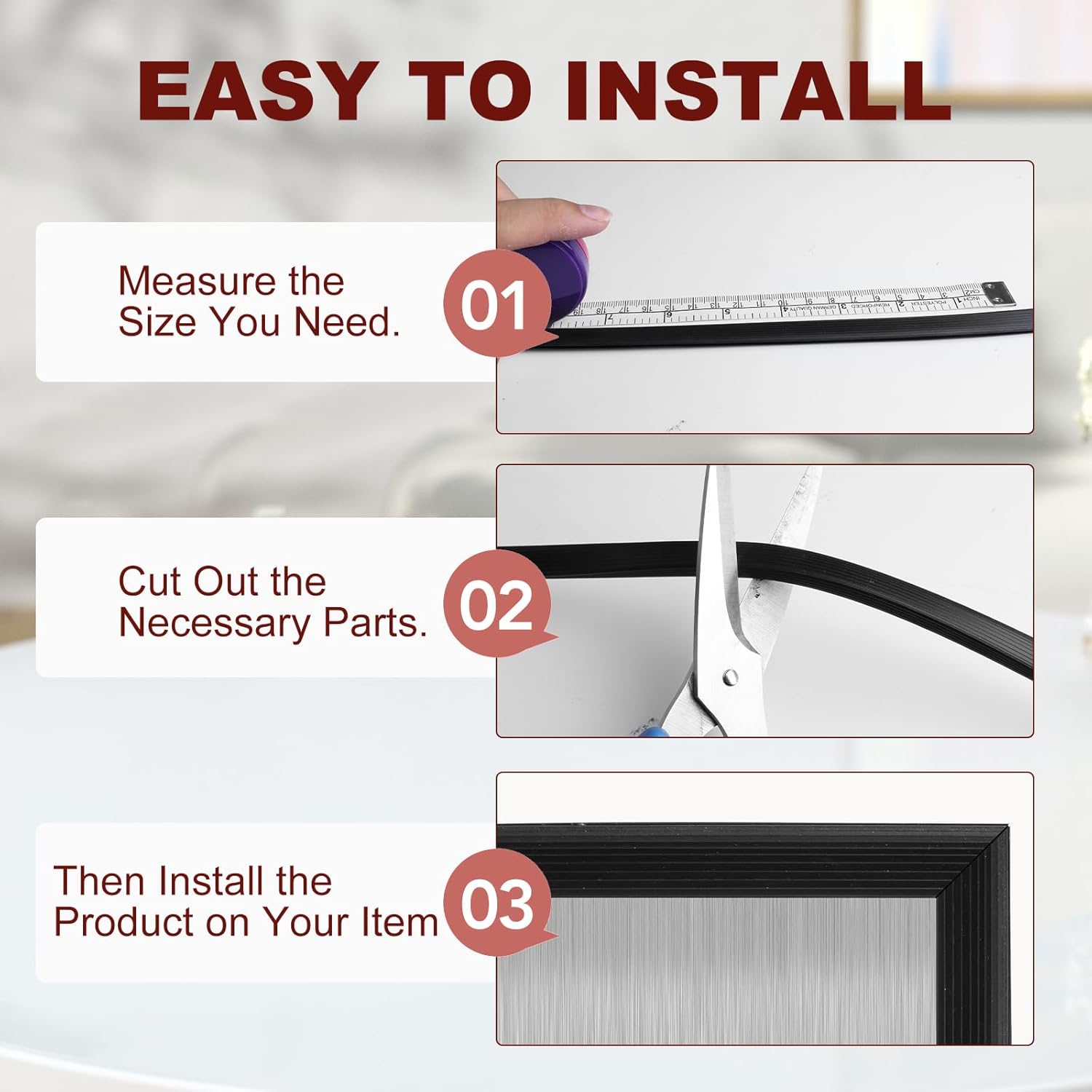 Storystore Rubber Edge Trim, U Channel Door Weather Seal Kit, Self-Adhesive Door Weather Seal for Door Frame, Interior and Front Doors, Car Doors Edge Guard, Steel Plates (Fit 1/16", 20FT)