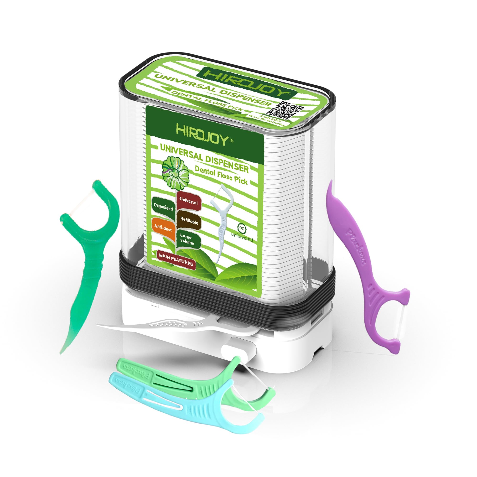 Dental Floss Pick Holder, Floss Pick Dispenser with 90 Unflavored Floss Picks for Cleaning Teeth, Travel Floss Picks Case Flosser Dispenser, Anti Dust