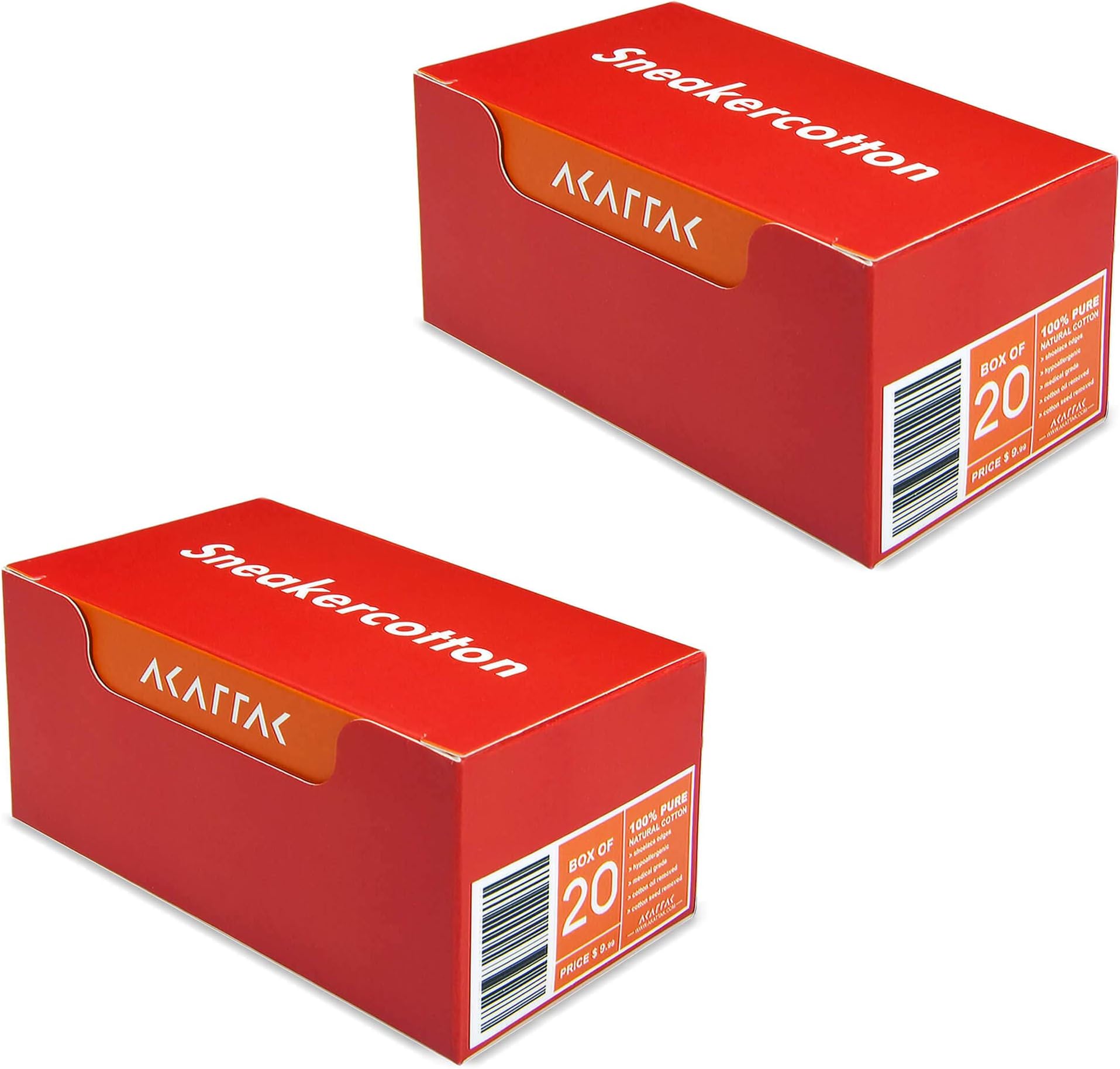 Organic Cotton Rounds Individual Packet 2 Pack of 20 Bacon Sneakercotton by AKATTAK