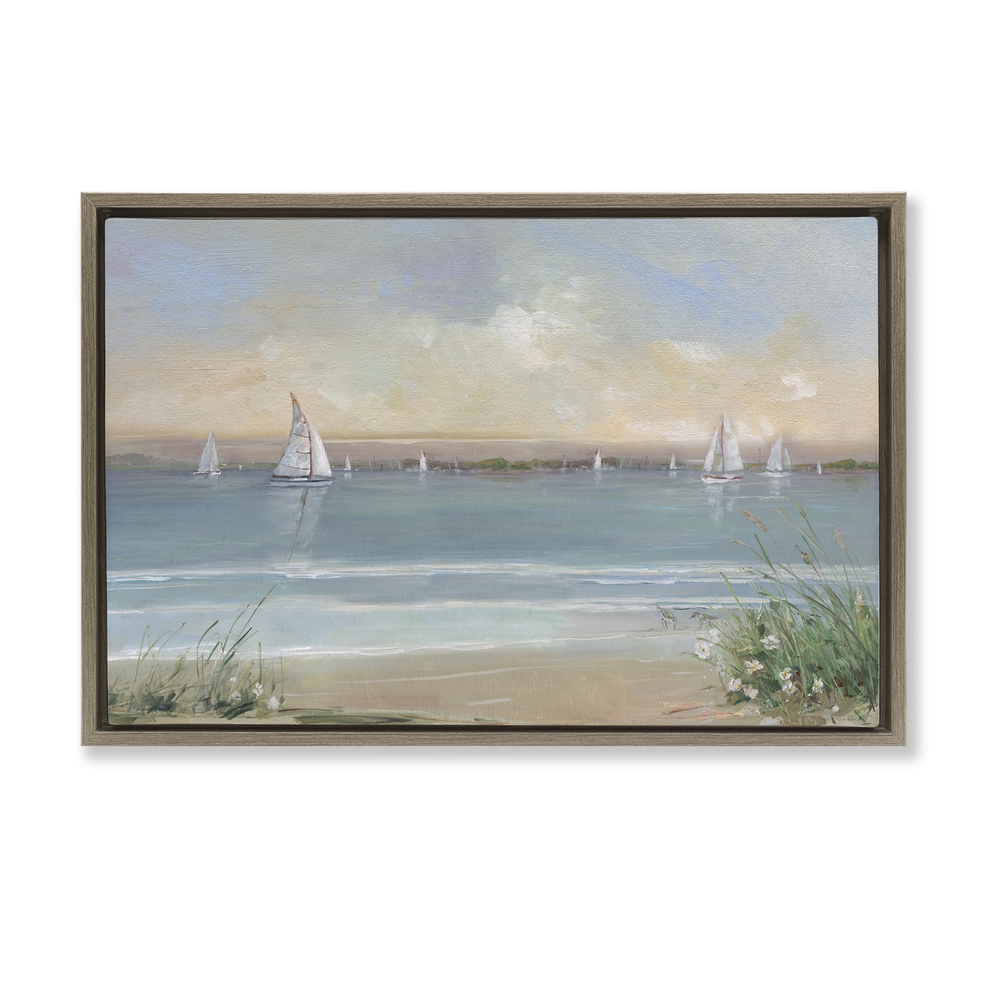 'Coastal Sailing At Dawn'| Floating Frame Canvas Art