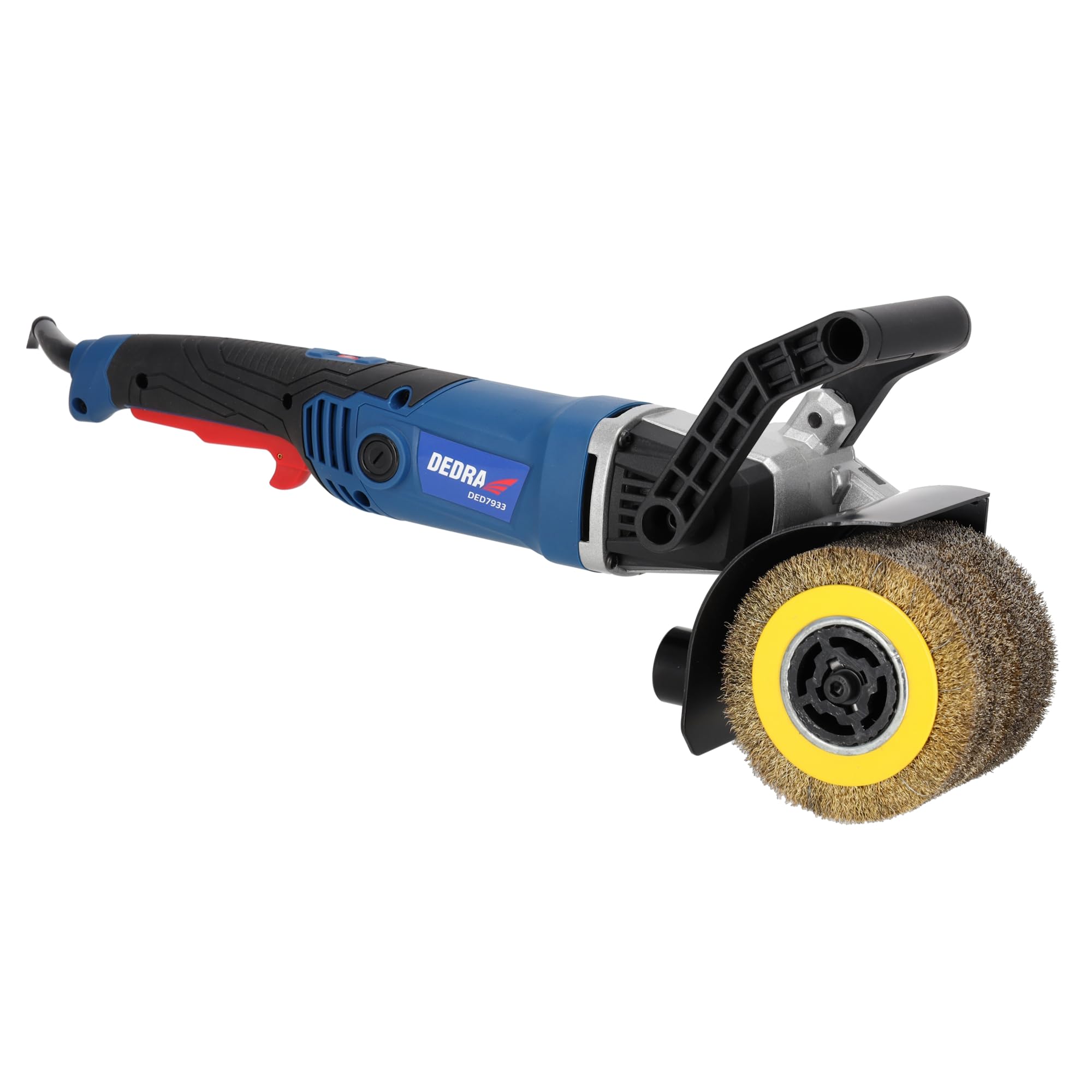 DEDRA Satiniermaschine 1300W, Metall- und Nylonbürste, 900-3700 U/Min, ⌀120mm, 2m Kabel, Leichtgewicht mit nur 3 kg, rutschfester Zusatzgriff, soft-start system, Drehzahlregelung