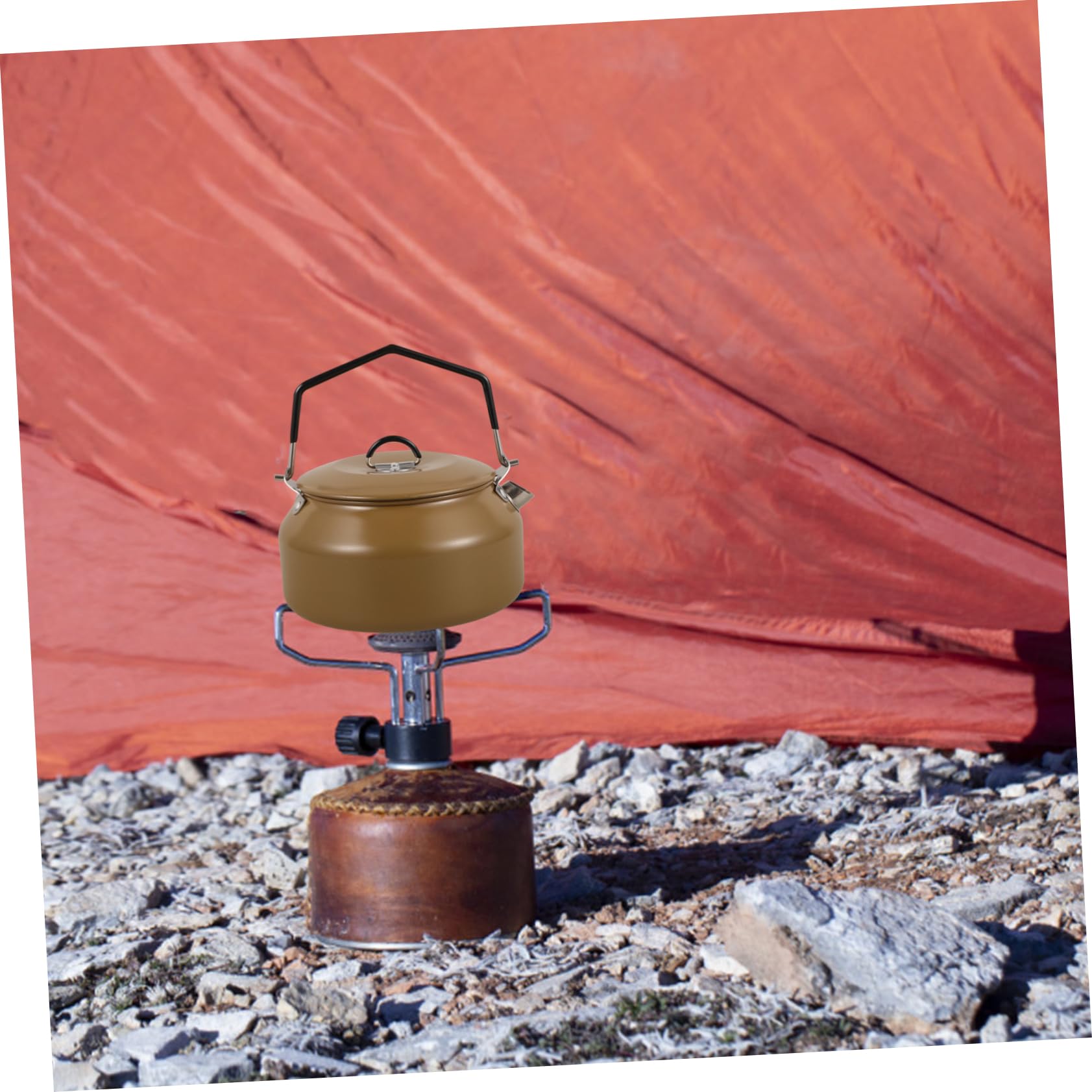 Bouilloire Camping Acier Inoxydable 1l Bouilloire de Camping Portable et Légère et Randonnée Chauffe Rapide