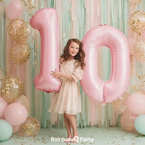 Miniatura 10 de Globo de número 6 de 40 pulgadas para niño o niña, color rosa grande 0-9, globos grandes de Mylar de 6 números, suministros de decoración de fiesta