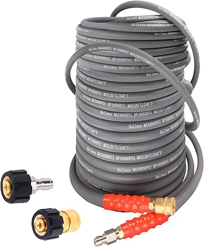 Manguera de lavado a presión de 38 pulgadas de 100 pies, manguera de lavadora eléctrica de agua caliente y fría máx. 248 F, manguera de extensión