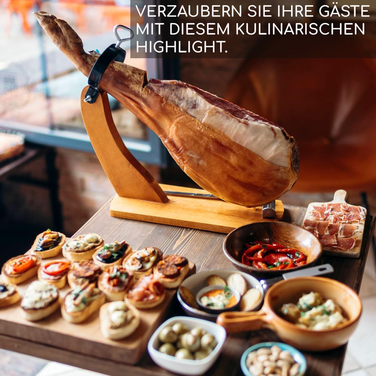 Jamon Serrano Spanischer Schinken | 6,5-7,0 kg Hinterschinken Serrano Gran Reserva | 100% natürlich - keine Zusatzstoffe oder Konservierungsmittel | Gewinner eines Great Taste Award 2020