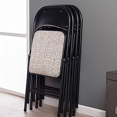 Miniatura 6 de Meco Juego de 4 sillas plegables acolchadas de tela de lujo, marco de cinabrio con asiento y respaldo de tela motivada, ideal para eventos en