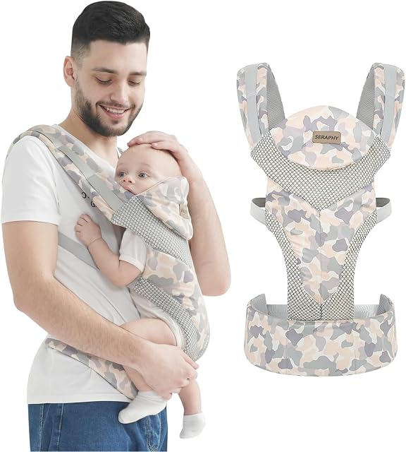 SERAPHY Baby Carrier for Newborn to Toddler, Front & Back Carrier for 3-24 Months Baby Boy Girl, Easy to Carry and Adjustable for Weight 8-35lbs