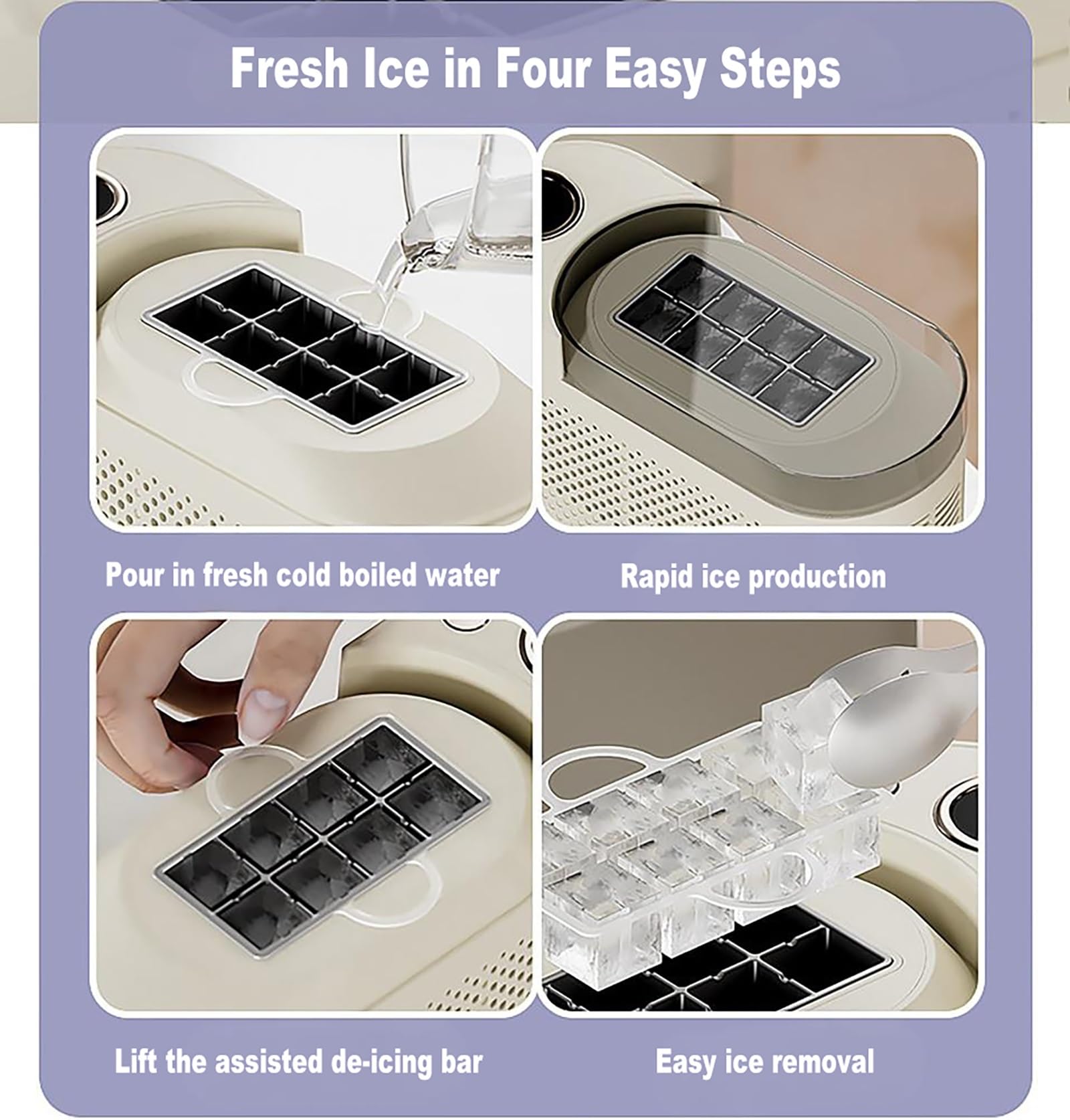 Máquina para Hacer Hielo, Mini máquina para Hacer Cubitos de Hielo, máquina para Hacer Hielo de encimera, compacta y portátil, con Ventana Transparente y fácil liberación de Hielo,
