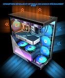 MUSETEX Boitier PC ATX pré-Installation 7 Ventilateurs PWM ARGB, Boîtier ATX Mid Tower avec Double Verre panoramique, Boitier PC Gamer de Jeu de Type C, Noir (K2) - 3