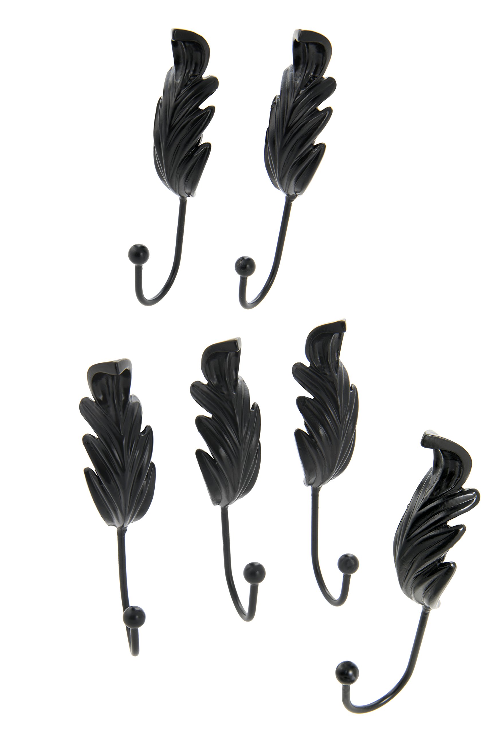 Dritz Home 47086A Metal Feather Wall Hook, Nickel (6-Piece)