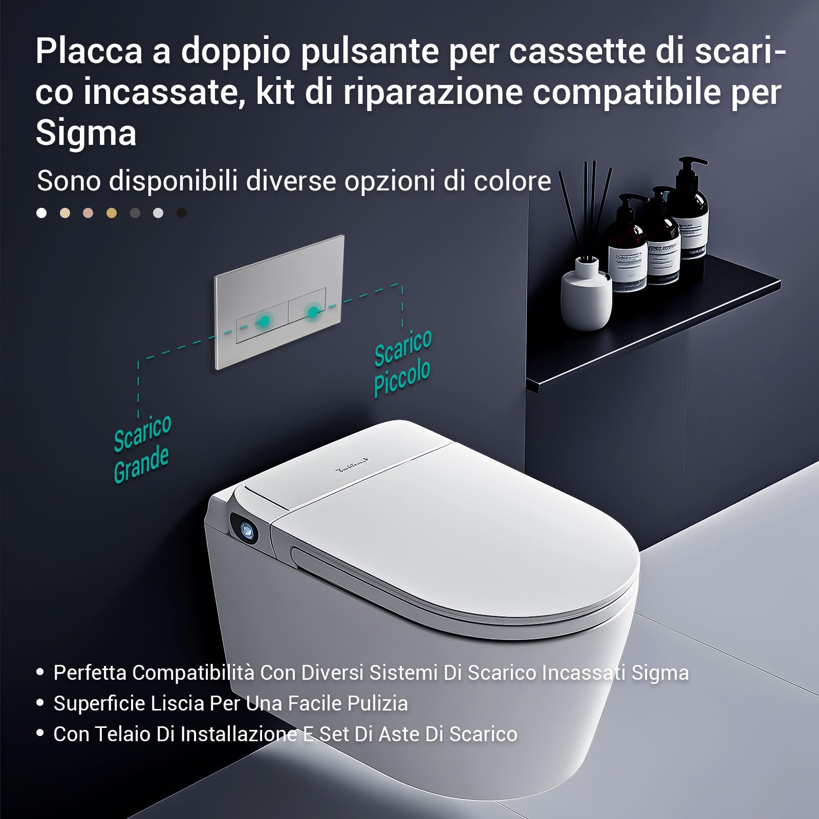 Empyreal Placca di controllo, pezzi di ricambio per cassetta di scarico, modelli precedenti Placca di controllo per Geberit Sigma01 UP320&300, Doppio scarico(Argento Opaco)