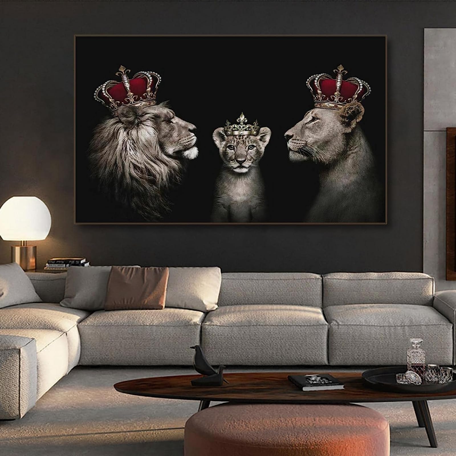 Toile de lions 70x100cm, une peinture sur cadre pour créer une ambiance chaleureuse