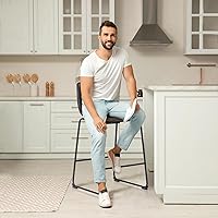 Vista 4 de DUMOS 26 Inch Counter Height Bar Stools Set of 4, Modern Faux Leather High Barstools with Back and Metal Leg, Bar Chairs for Kitchen lsland, Black