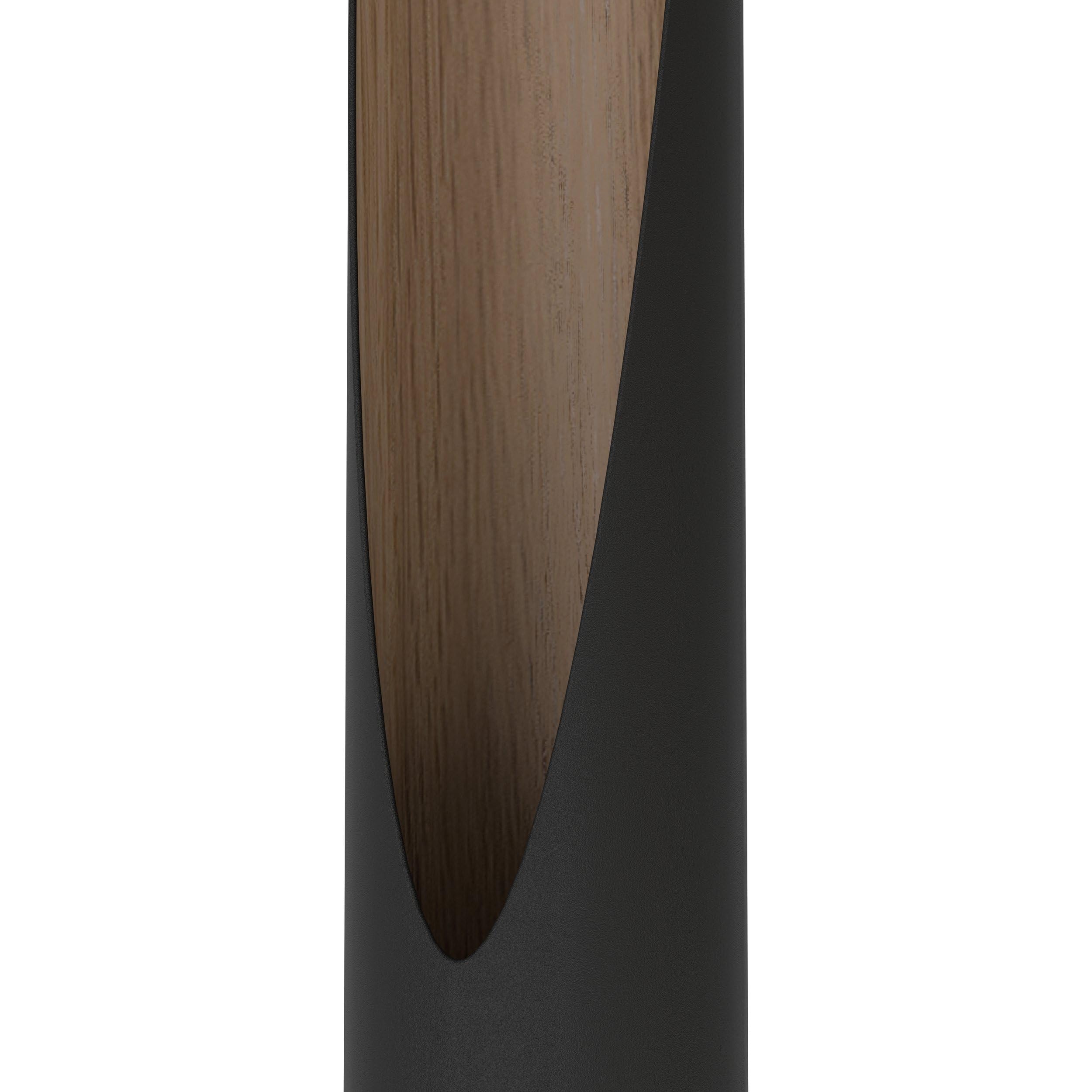 Eglo Barbotto - lampada da tavolo a luce indiretta, lampada da salotto in | metallo nero e legno di rovere, lampada decorativa con lampadina GU10, 40 cm, luce bianca calda