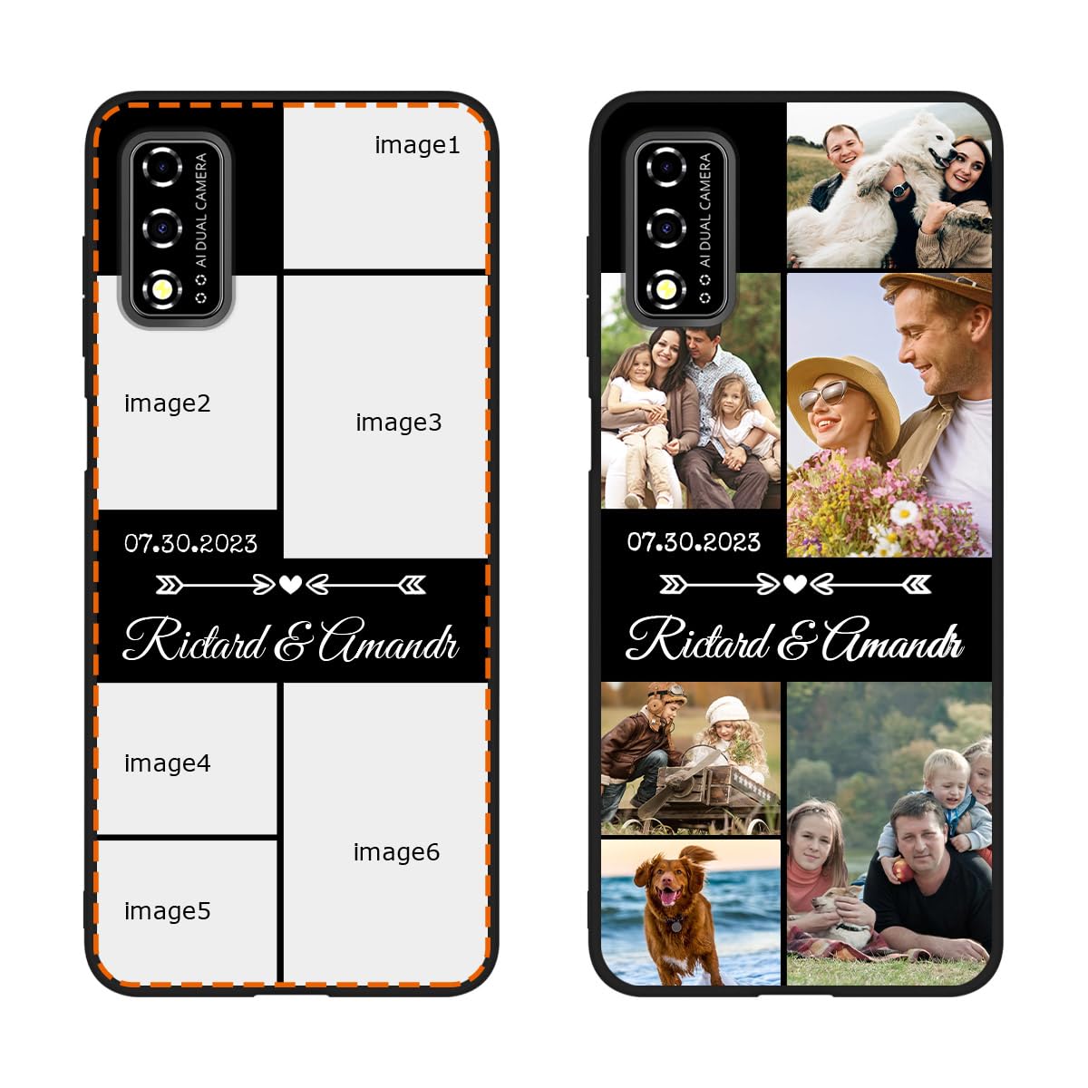 Klsify Custom Case for T-Mobile REVVL V 4G 2021, Photos Collage Personalized Customized Multi Image Text Picture Name Design Shockproof Protective