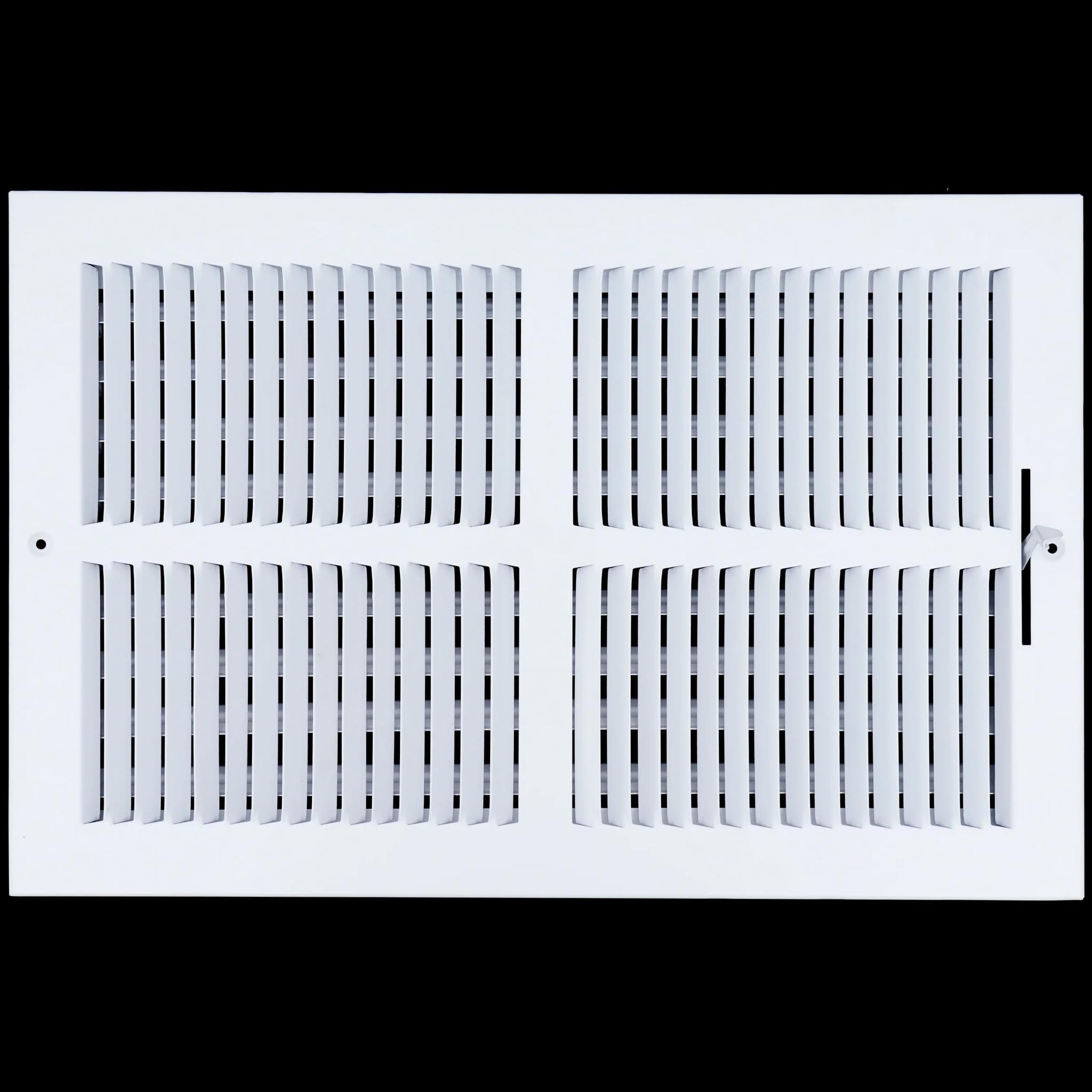 Photo 1 of 12x10 Supply Air Vent Cover 2-Way Grille for Wall or Ceiling Duct Opening - Flat Stamped Face Air Diffuser by HVAC Premium - White - Overall Size: 13.75" x 11.75"