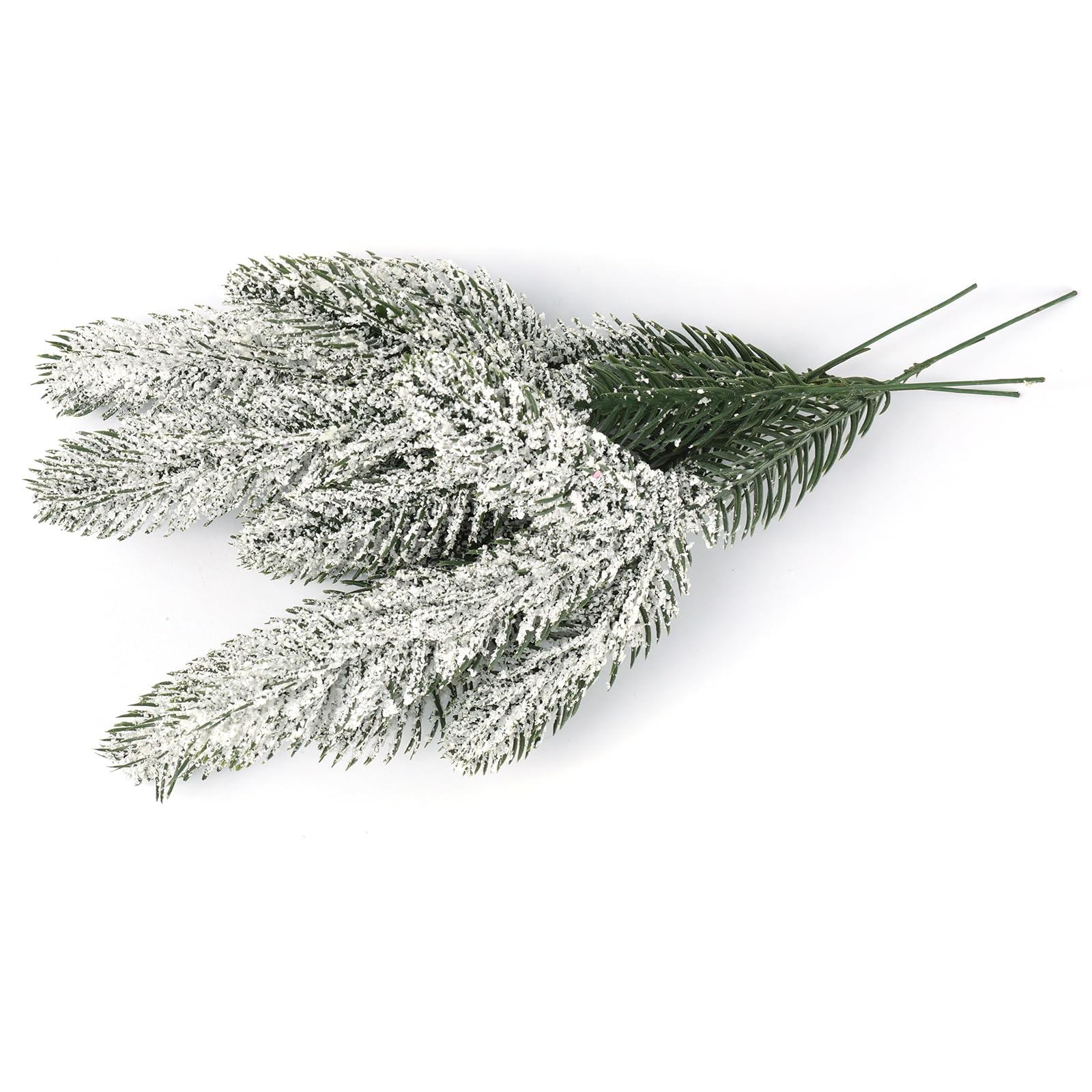 FACHOI Snowy Artificial Pine Needles Branches, Xmas Fake Frosted Pine Picks Christmas Tree Leaves Picks for Craft Christmas Tree Decorations Wreath Garland F4-SDSZ