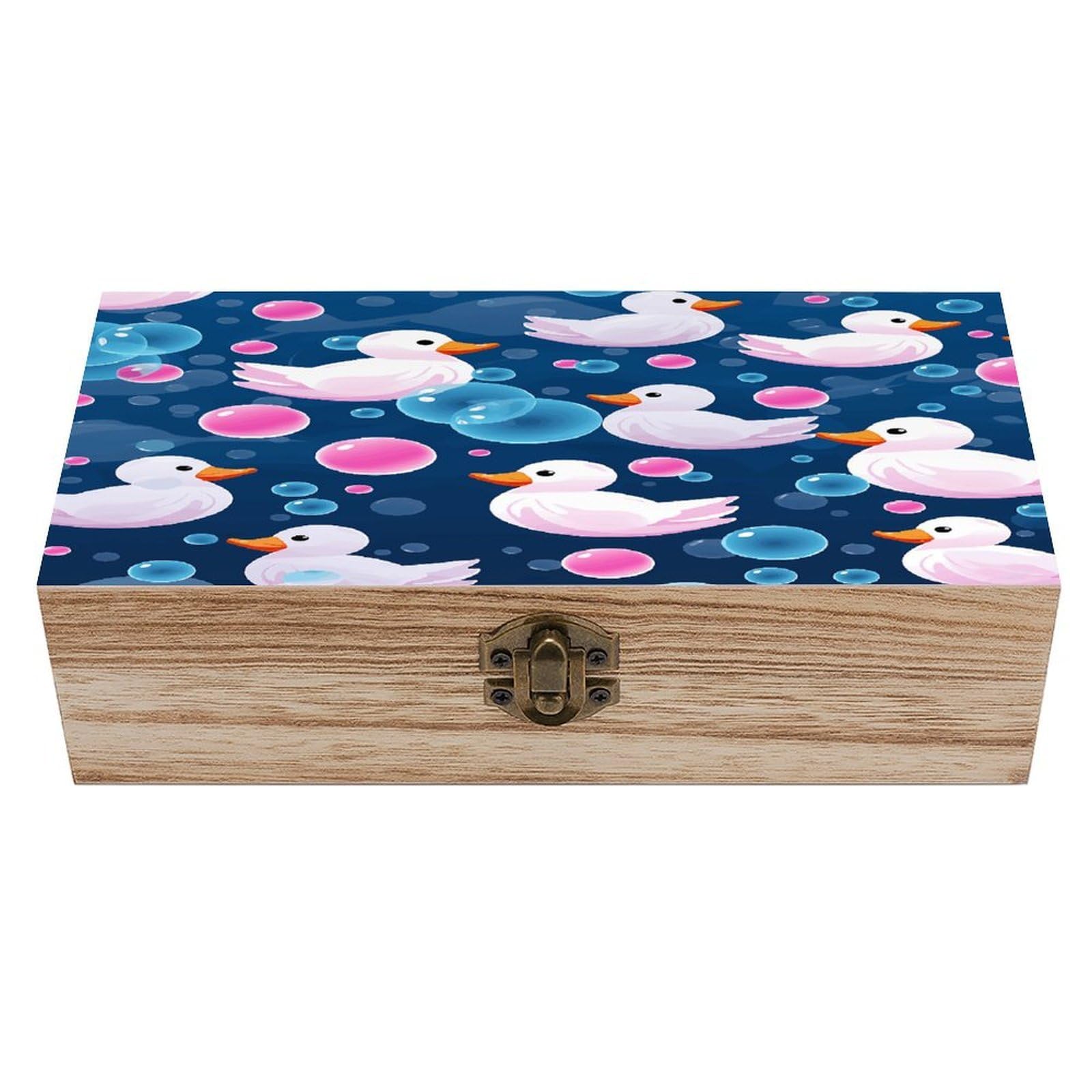 Adfgyerh Style Several Cartoon Ducks Bins Solid Wood，Jewelry Box Retro And Exquisite，Storage Box Used For Storing Photos, Souvenirs, Letters, Gifts, And Jewelry.