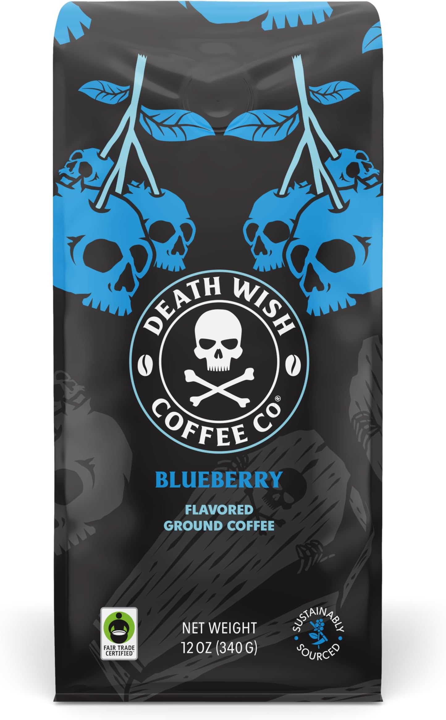 Death Wish Coffee Blue and Buried, Fair Trade, Ground Blueberry Coffee, 12 oz