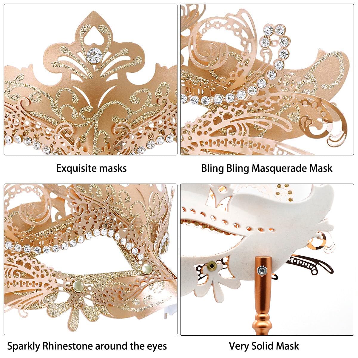 Coddsmz Couple Masquerade Mask Set including Stick Venetian Halloween Costume Mask Mardi Gras Mask for Women Men Party 17YJZJE4403KG7WMV - Image 4