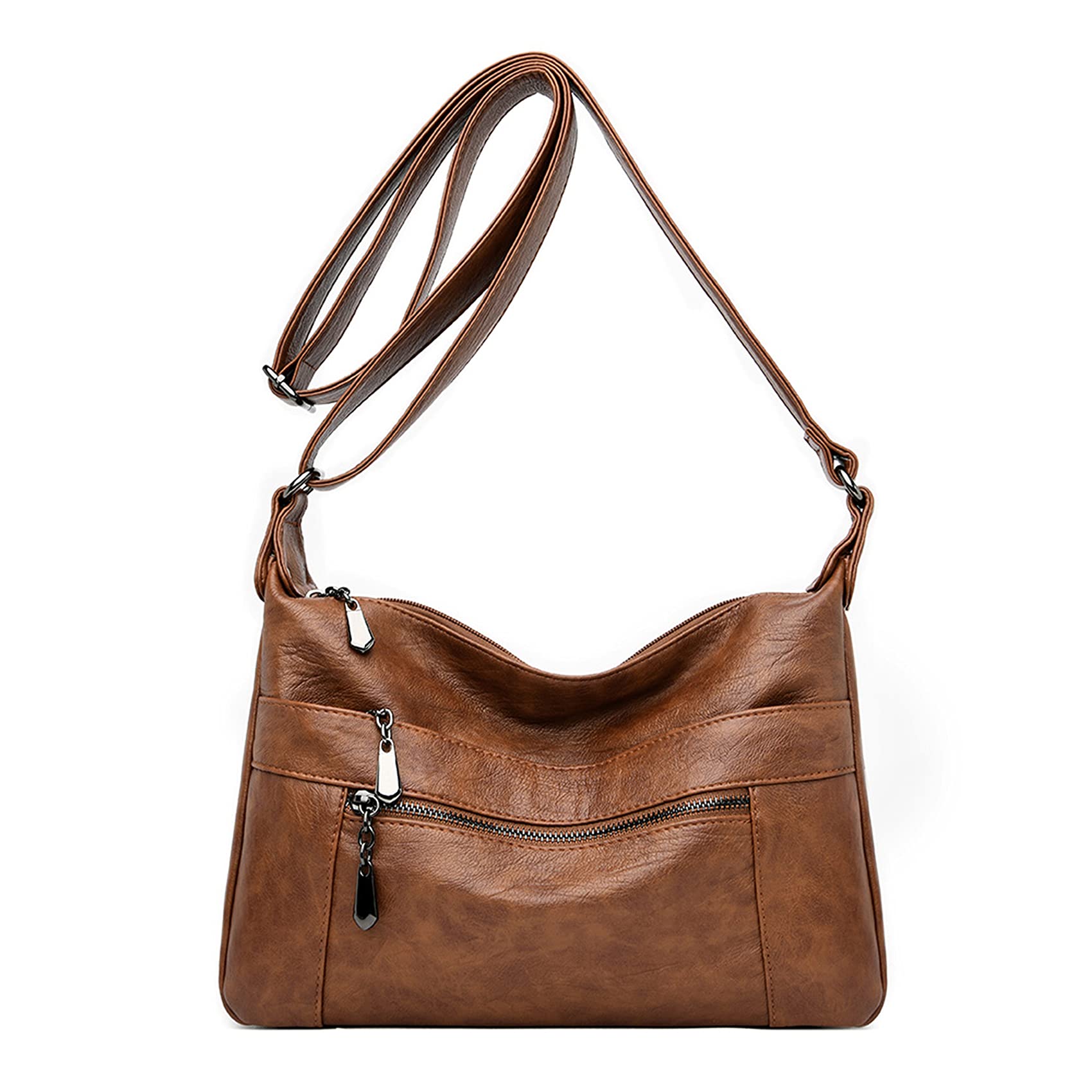 Borse a tracolla in pelle Multi Pocket Soft Ladies Borsa a tracolla in pelle leggera con tracolla regolabile