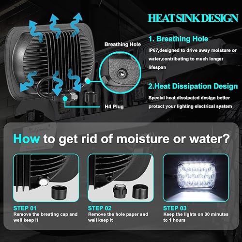 Miniatura 6 de YUZ 2 luces LED H6054 de 5 x 7, 7 x 6, rectángulo, haz sellado altobajo, enchufe H4 9003 6054 H5054 compatible con Chevy Blazer Express Van Wrangler