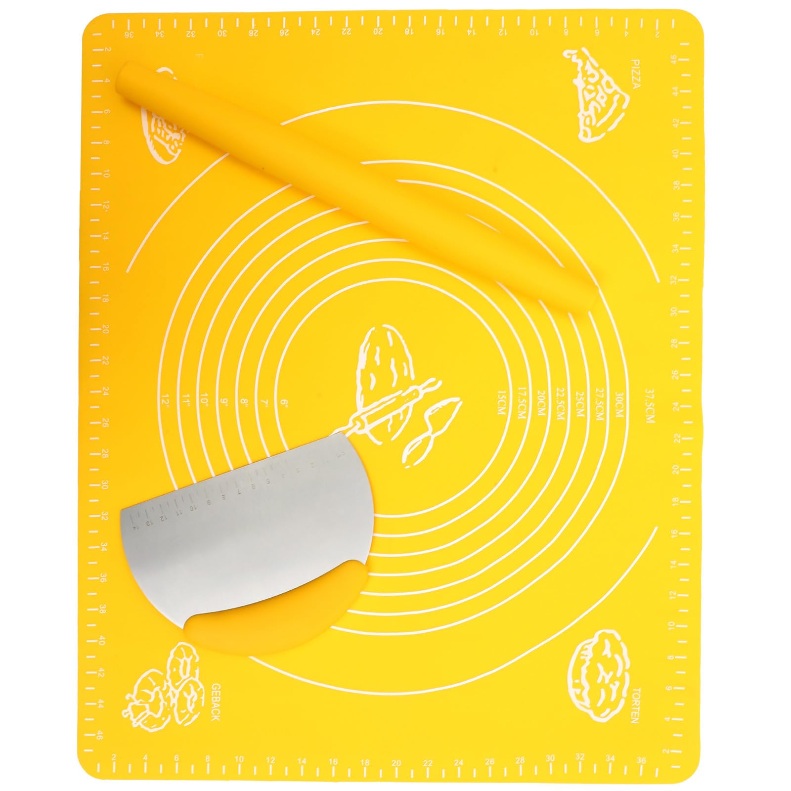 Juego de 3 Rodillos de Silicona Antiadherentes para Hornear Mango Seguro, Estera de Masa Fácil de Usar para Repostería y Pasta Casera