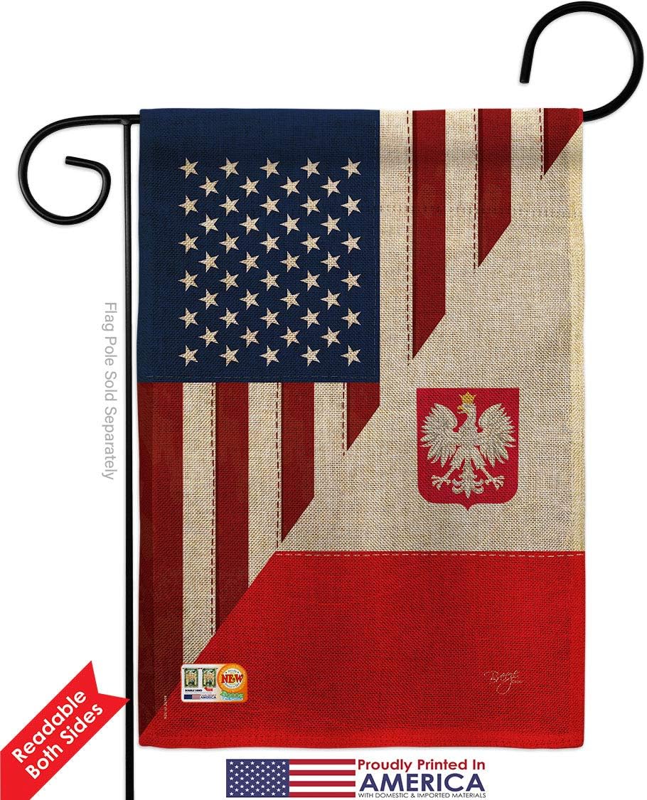 US Polish Friendship Garden Flags 2pcs Pack Regional USA American Alliance World Country Particular Area Small Decorative Gift Yard House Banner Double-Sided Made In 13 X 18.5