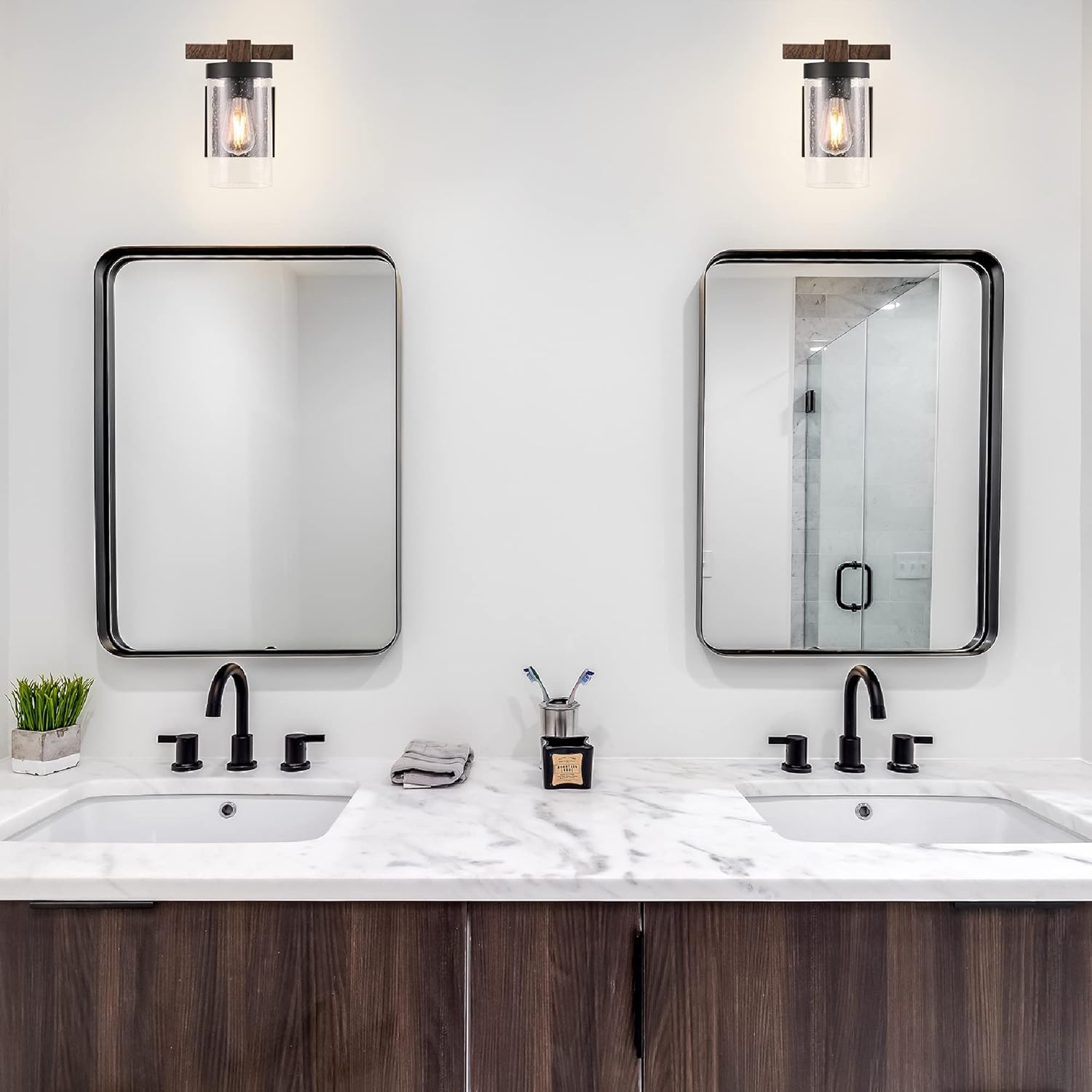 Ultralux Oil Rubbed Bronze Rustic Vanity 1-Light Wall Sconce, 1 Vintage Style ST19 Light Bulb Included - 8W, 2700K, Standard E26 Base, Bathroom Lights, Wall Lights for Kitchen, 5 Year Warranty