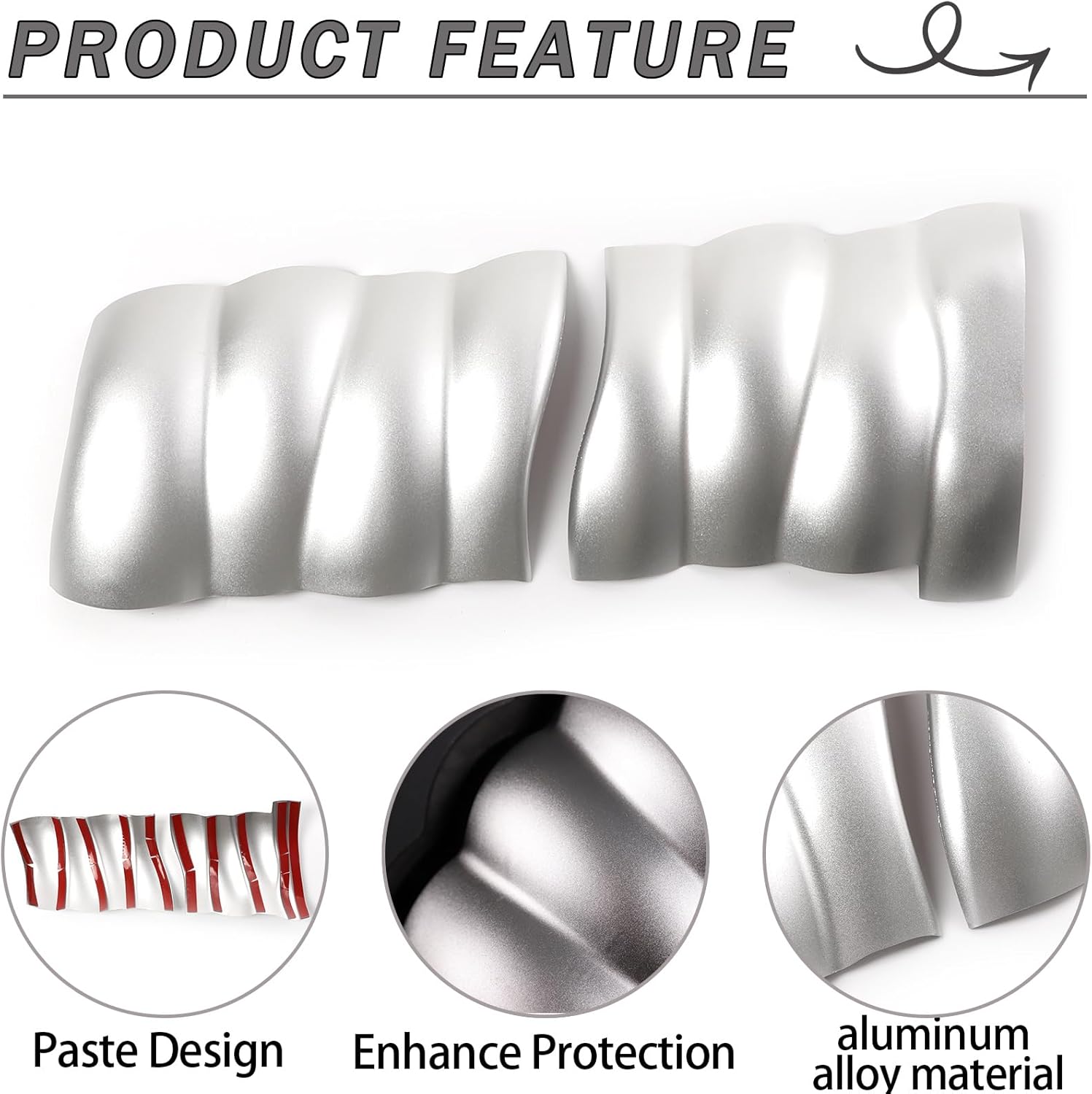 Lcojicep Car Engine Air Inlet Decoration Sticker Compatible with Corvette C6 2005-2013 Aluminum Alloy Hood Engine Trim Sticker Interior Accessories (Silver)