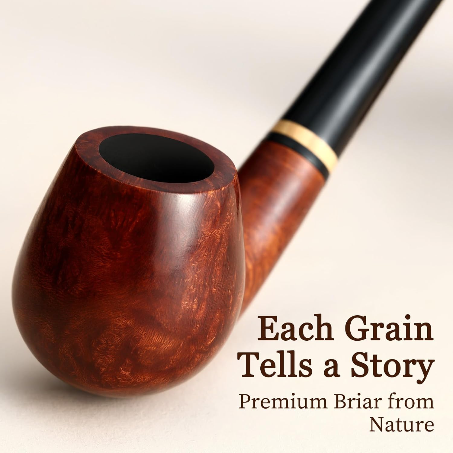 Churchwarden Briar Tobacco Pipe - Premium Handmade Pipe with Soft Pipe Pouch, Luxury Wood Pipe with Gift Box for Pipe Enthusiasts and Collectors