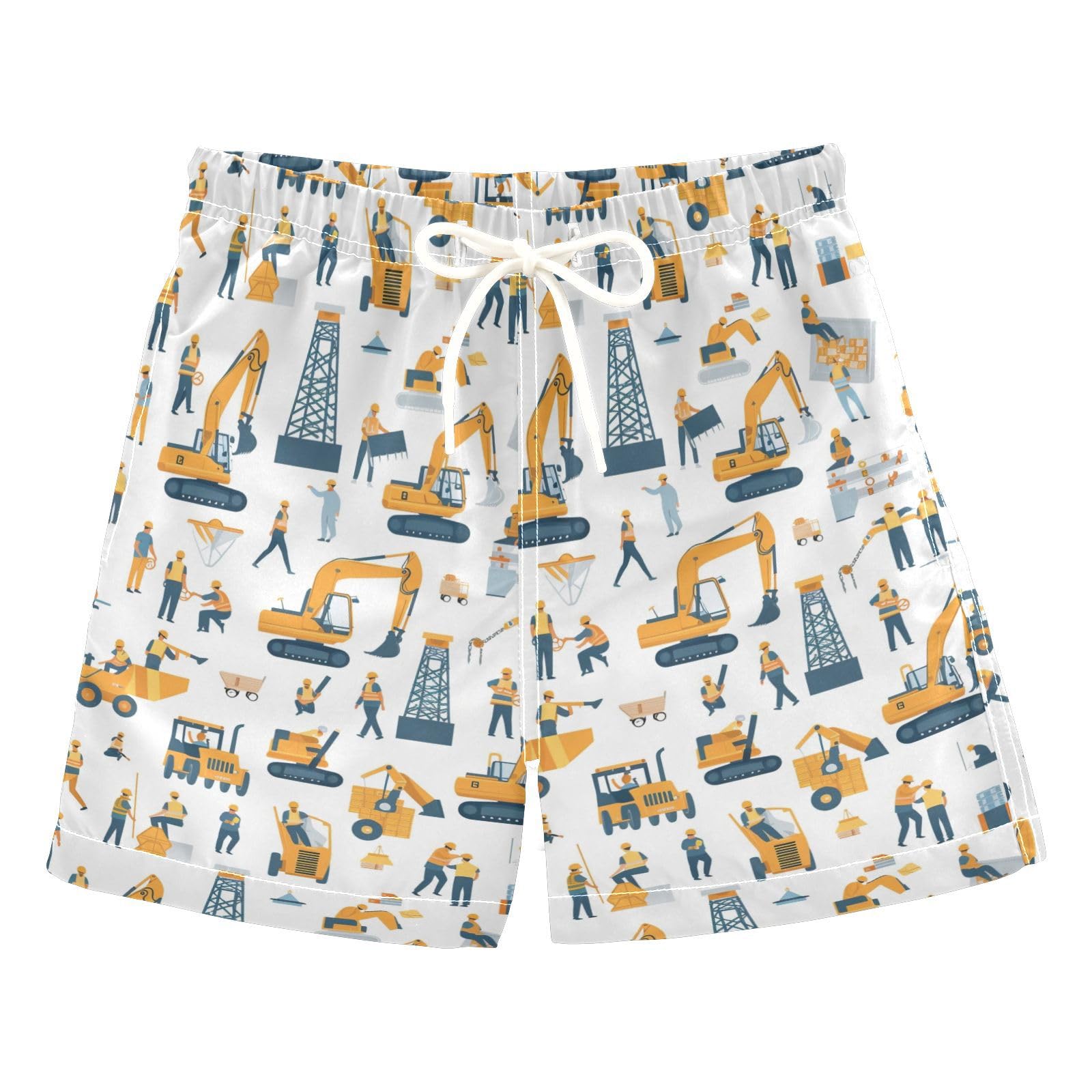 panksolu Excavator Pattern Boys Swim Trunks Quick Dry Kids Swim Shorts Toddler Shorts Beach Board Shorts Boys Swim Shorts Boys' Swimwear Jammers,3T Multicolor
