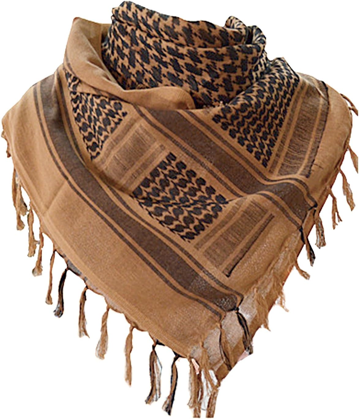 Military Shemagh Tactical Desert Scarf, 100% Cotton Keffiyeh Neck Head Scarf Wrap for Men Women