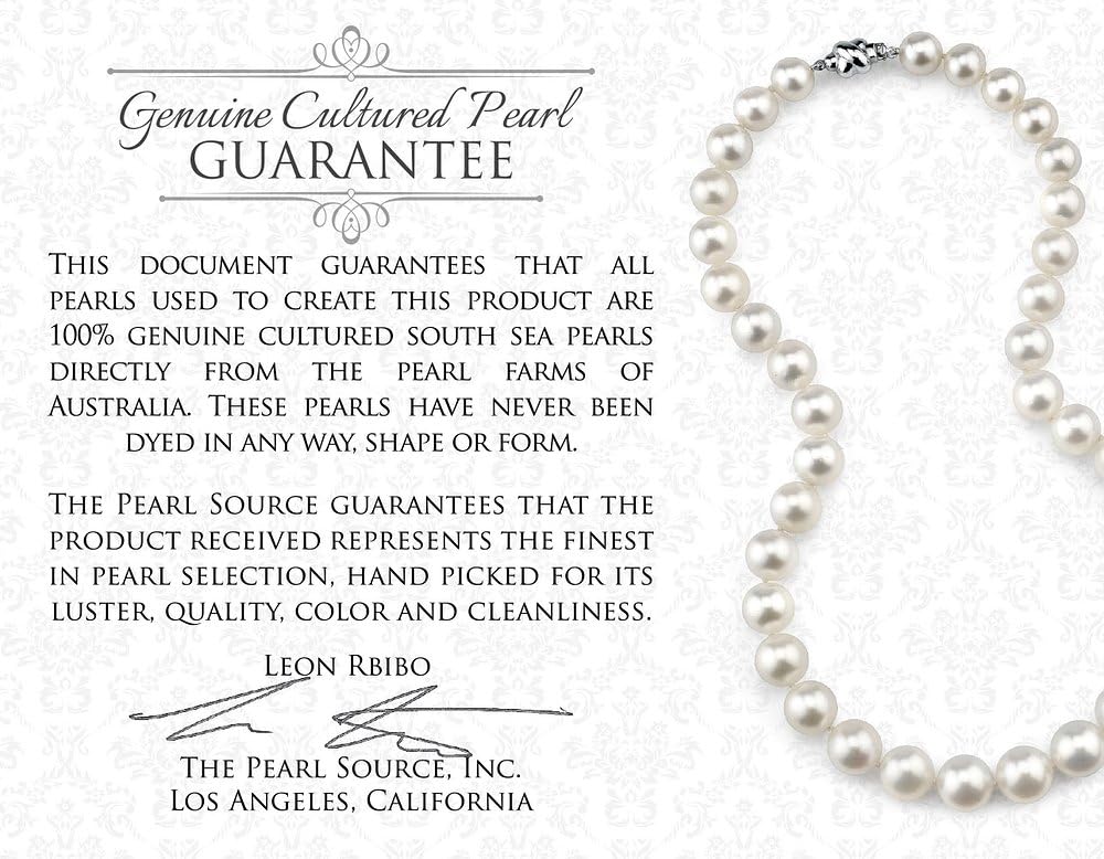 The Pearl Source 14K Gold 10-11mm Round White South Sea Cultured Pearl Andrea Pendant Necklace for Women - Image 5