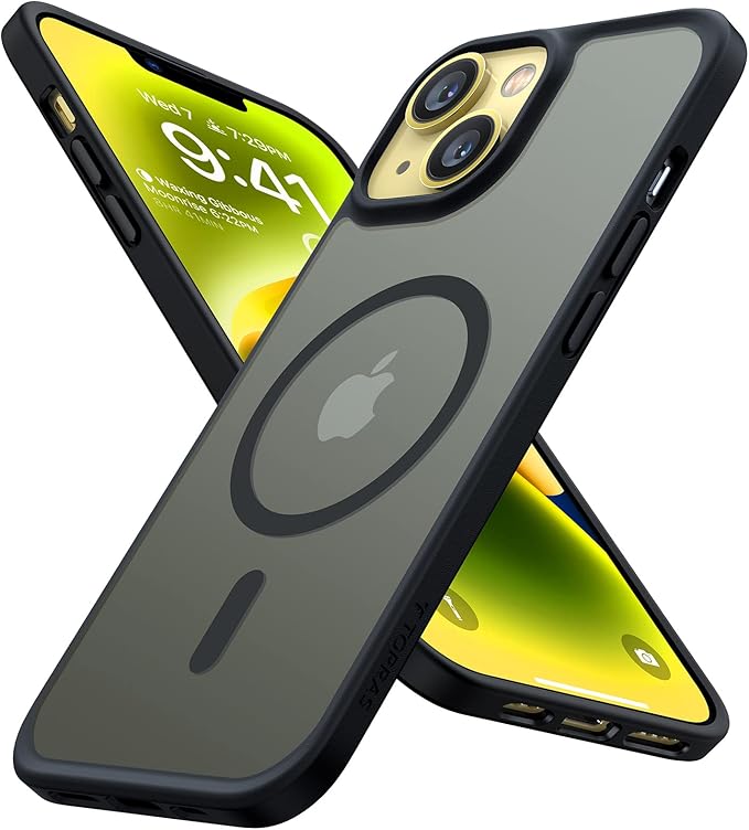 TORRAS 2023 New Magnetic for iPhone 14 Case for iPhone 13 Case – 10FT Army Grade Drop Examined, Suitable with MagSafe, Slim Protecting Translucent Matte Cellphone Case for iPhone 14& iPhone13, Black