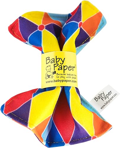 Miniatura 3 de Baby Paper - Juguete arrugado para bebé - Rayas, Triángulo, Zig Zag, Blanco y negro, turquesa, amarillo, rojo
