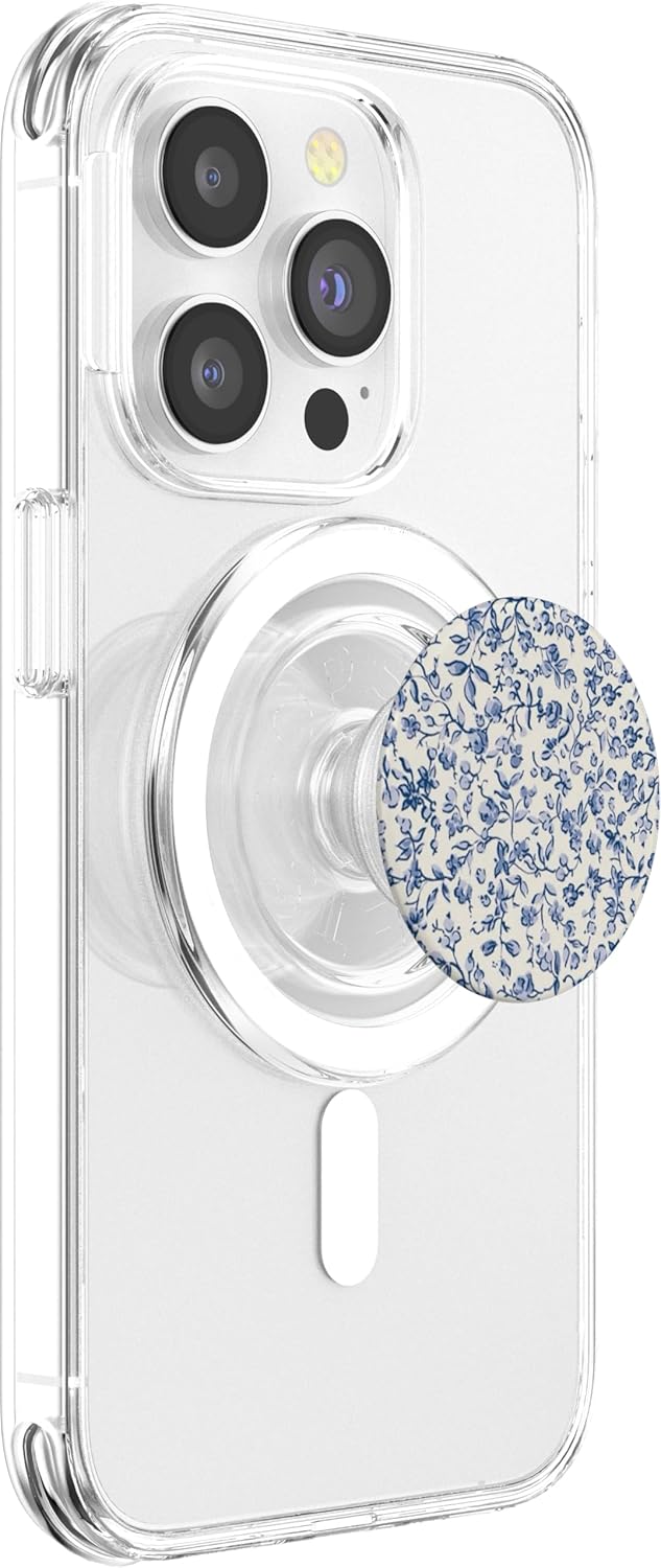 Blue Floral Pattern Flower PopSockets PopGrip for MagSafe