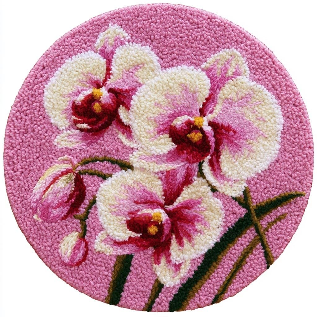 Ambattery Latch Hook Rug Kits-G Latch Hook Kits For Adults,Latch Hook Rug Kit,Phalaenopsis Orchid