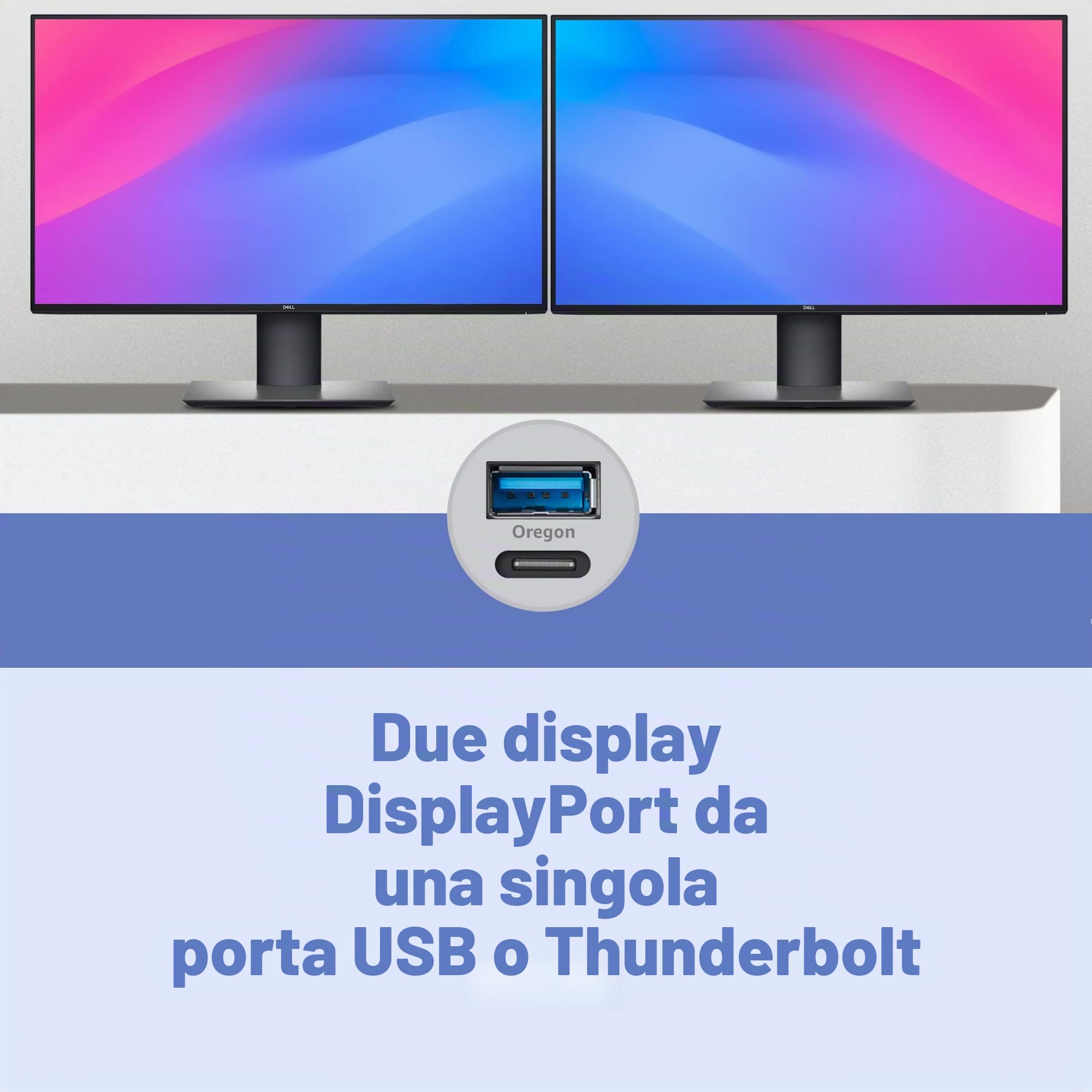 SoNNeT DisplayLink - Adattatore DisplayPort Dual 4K per Mac M1, M2 e M3 Thunderbolt - USB3-DDP4K