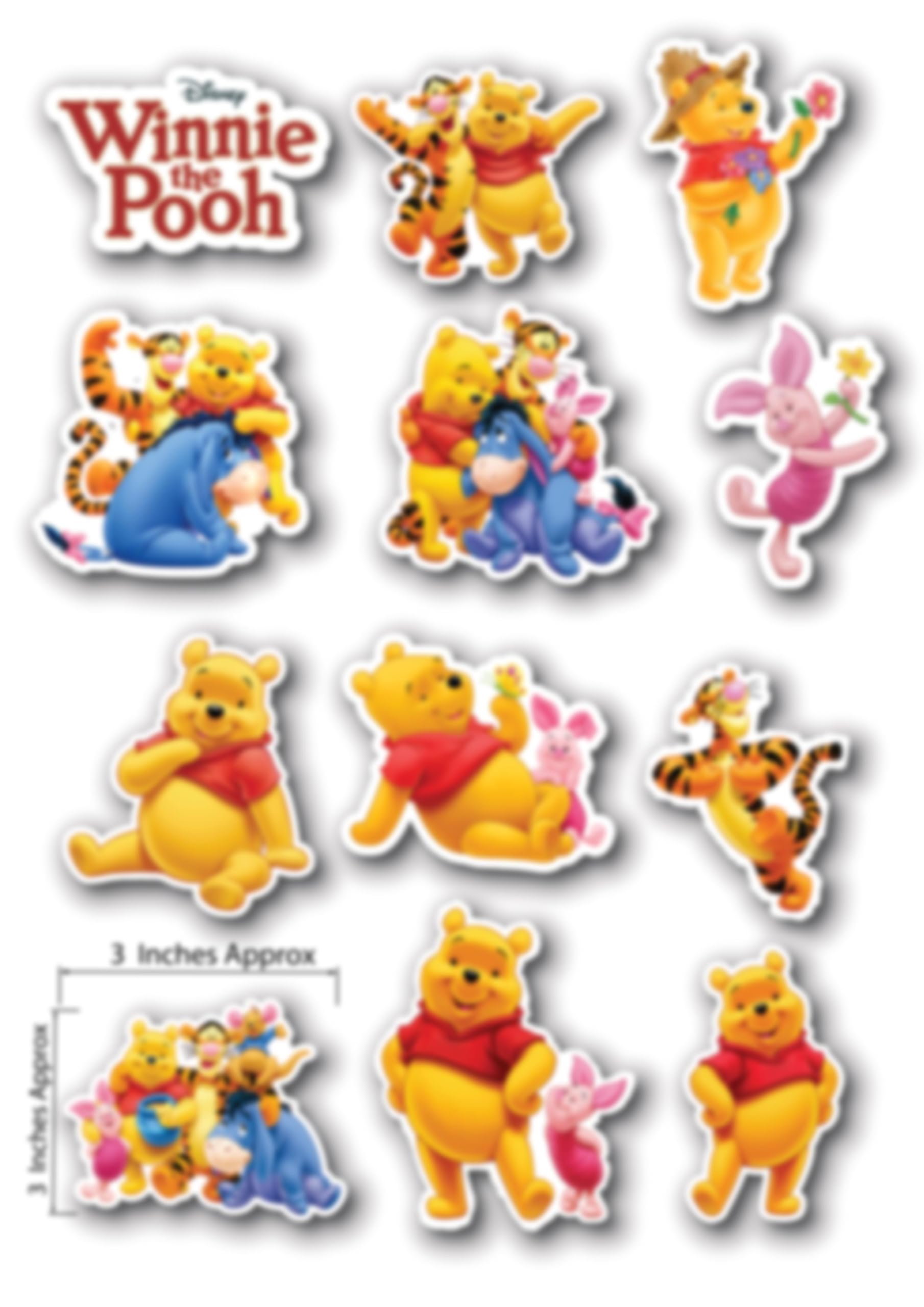 D2C Winnie The Pooh Scrapbook Cartoon Stickers - Pack of 12 Glitter Finish Pooh Stickers for Laptop, Journal, Scrapbook, Diary, Guitar, Mobile - Waterproof-image-28