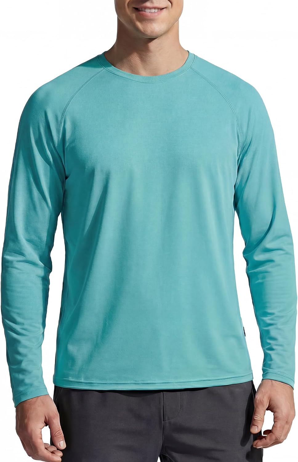qualidyne Men's Sun Shirt Long Sleeve, 4-Way Stretch Quick Dry Lightweight Rash Guard for Fishing Running Hiking